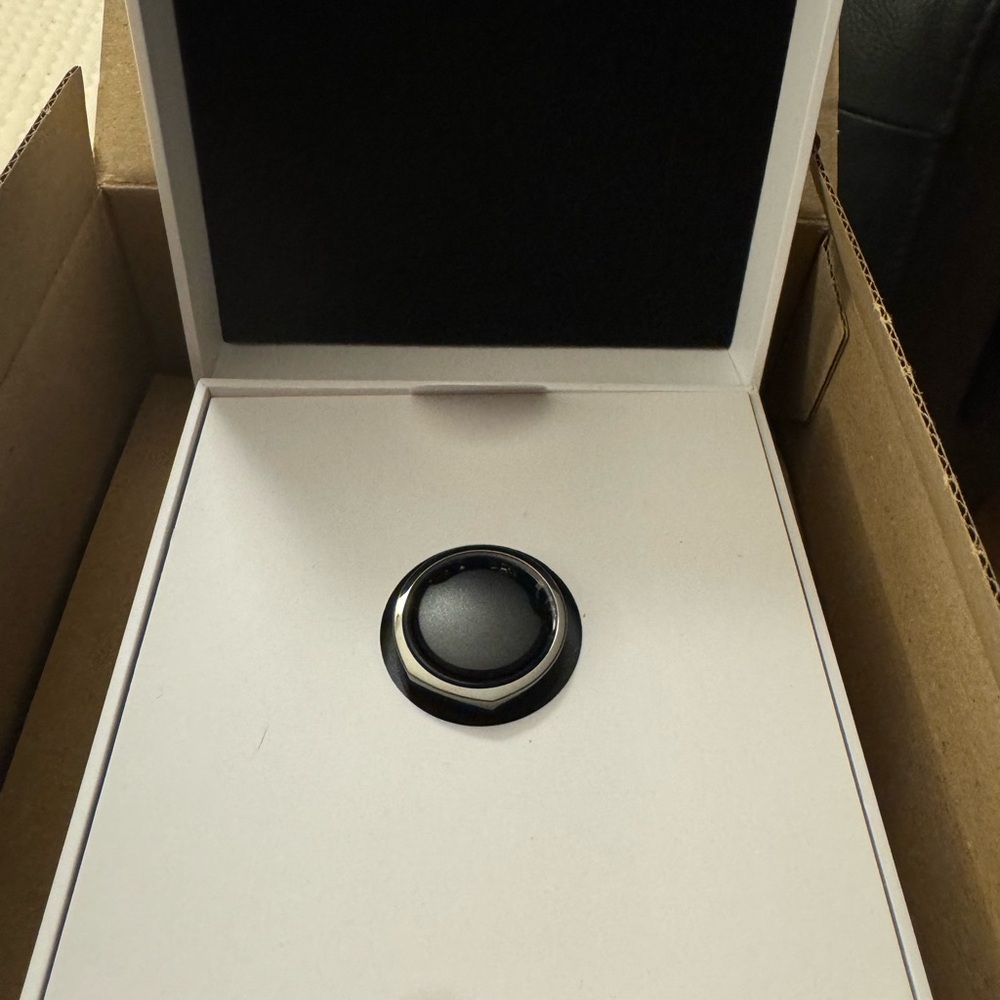 Oura Midnight Black and Metallic Silver Ring